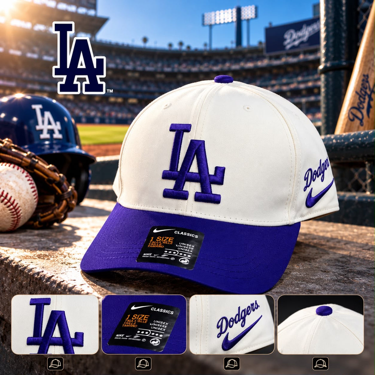 Gorra Beisbolera De Los Ángeles Dodgers LA Colores